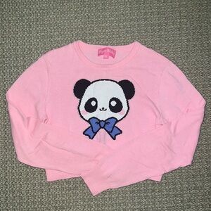 Sugar Thrillz Pink Cropped Panda Sweater